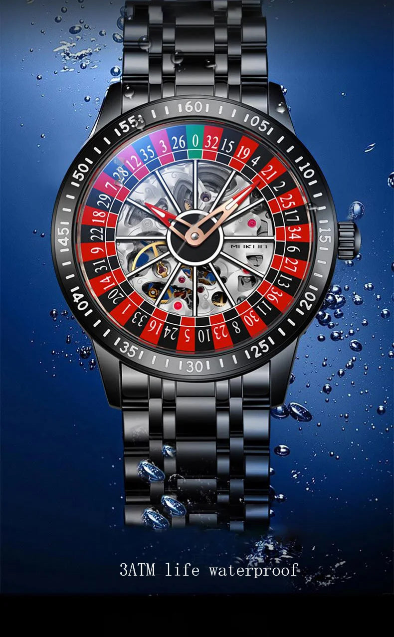 Men Mechanical Watch Automatic Luxury Gambling Rotating Plate Dial Wristwatch Man Casual Waterproof Luminous Clock Reloj Hombre