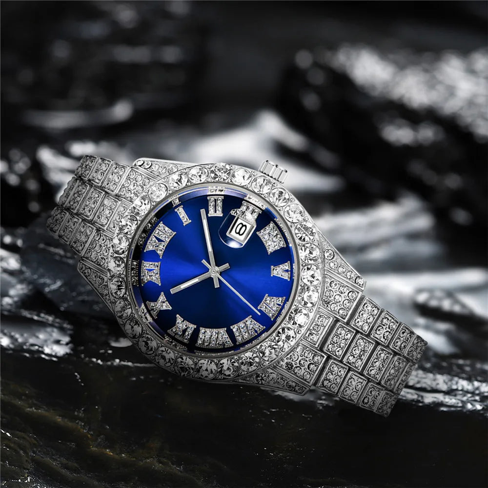 Relogio Masculino Men's Watches Luxury Quartz Watch Stainless Steel Diamond Fashion Luminous Clock Gift Watch Calendar 2023
