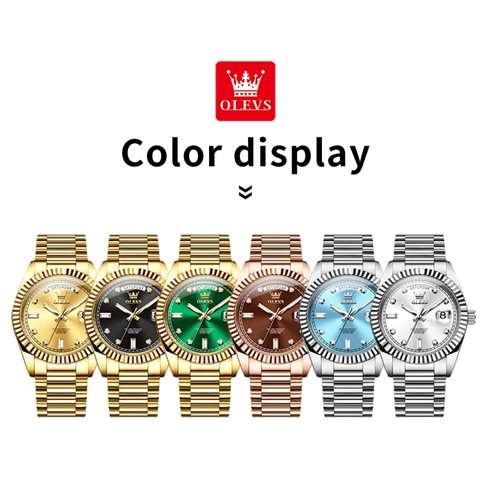 OLEVS Fashion Luxury Men's Automatic Mechanical Watches Waterproof Gold Date Business Luminous Watch for Man Brand Wristwatch