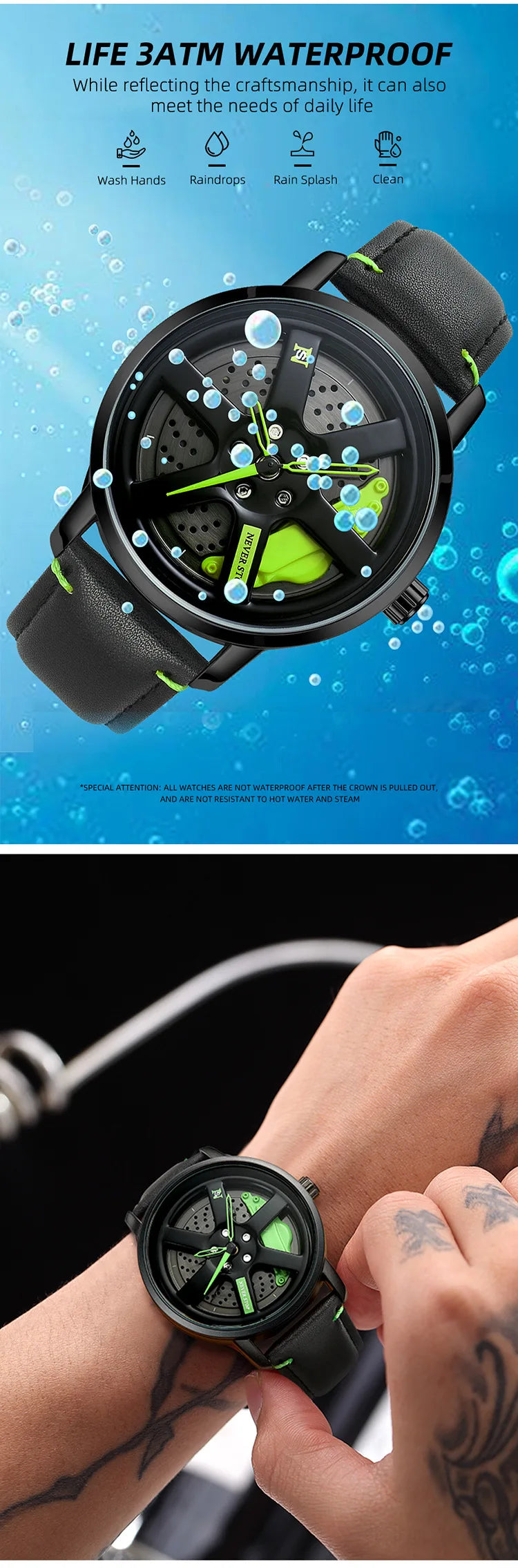 Luxury Sport Car Wheel Watch for Men Top Brand Car Wheel Rim Dial 3D Fashion Men's Watch Waterproof Men Watch Relogio Masculino