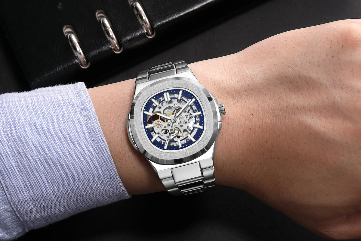 Men's Watches Luxury Automatic Watch For Men Mechanical Wristwatch Skeleton Stainless Steel Sapphire glass Male Clock 2023