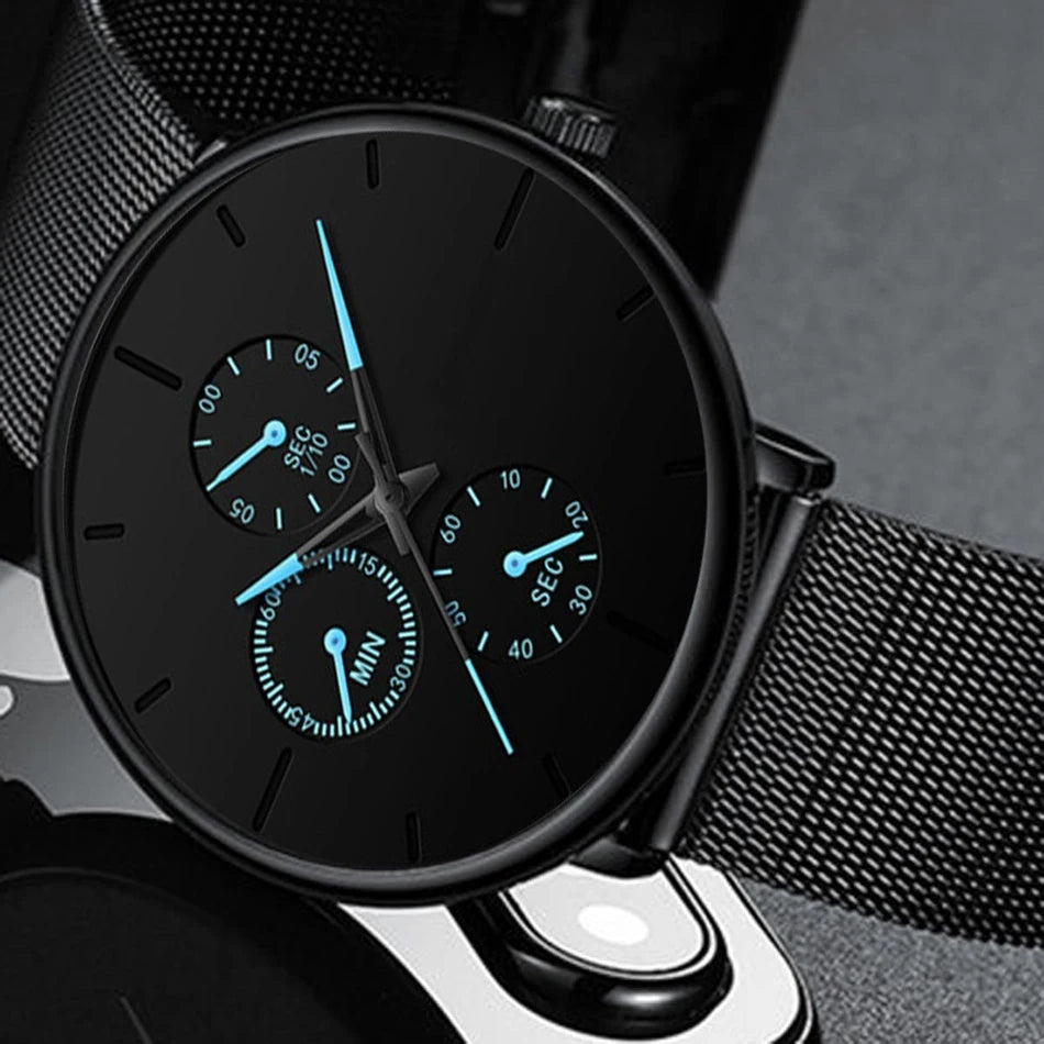 2025 Mens Luxury Watches for Men Business Casual Ultra Thin Clock Male Stainless Steel Mesh Belt Quartz Watch relogio masculino
