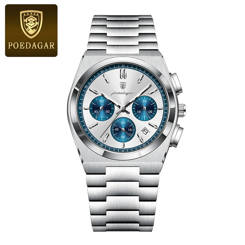 Classical Stop Watch Men Watches 2024 Luxury Sport Three-Eyes Multifunction Quartz Wristwatch Man Clock Waterproof Luminous Date