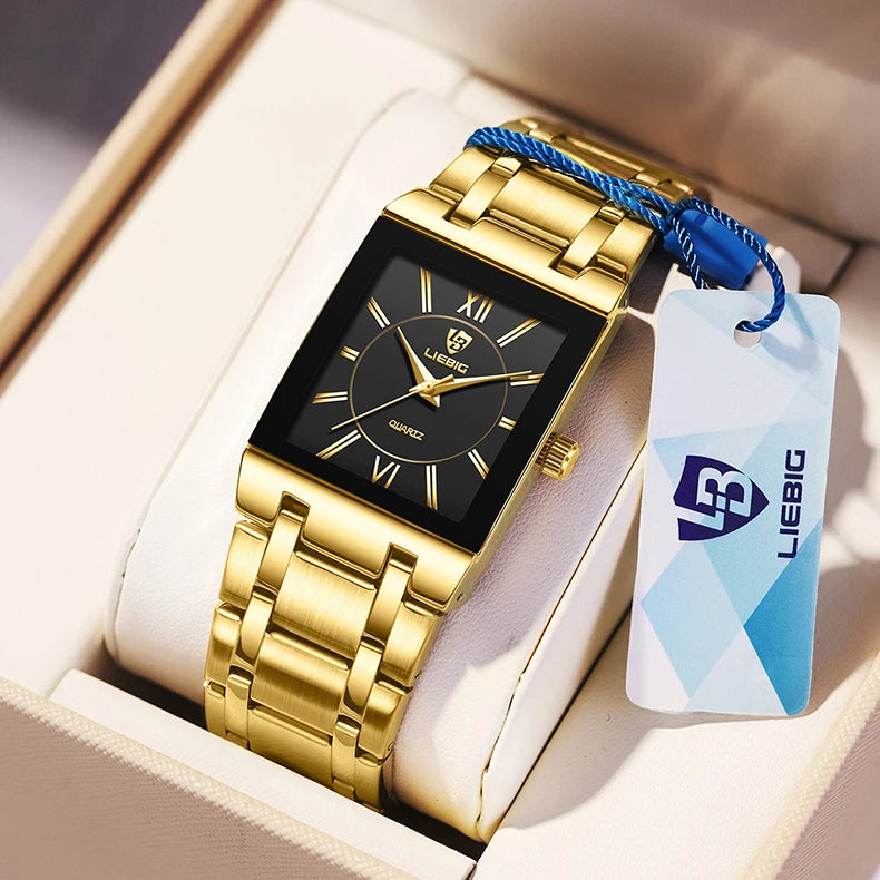 New Mens Watch Luxury Steel Bracelet Gold Quartz movement Waterproof Golden Wristwatches For Woman Watch relogio masculino Clock