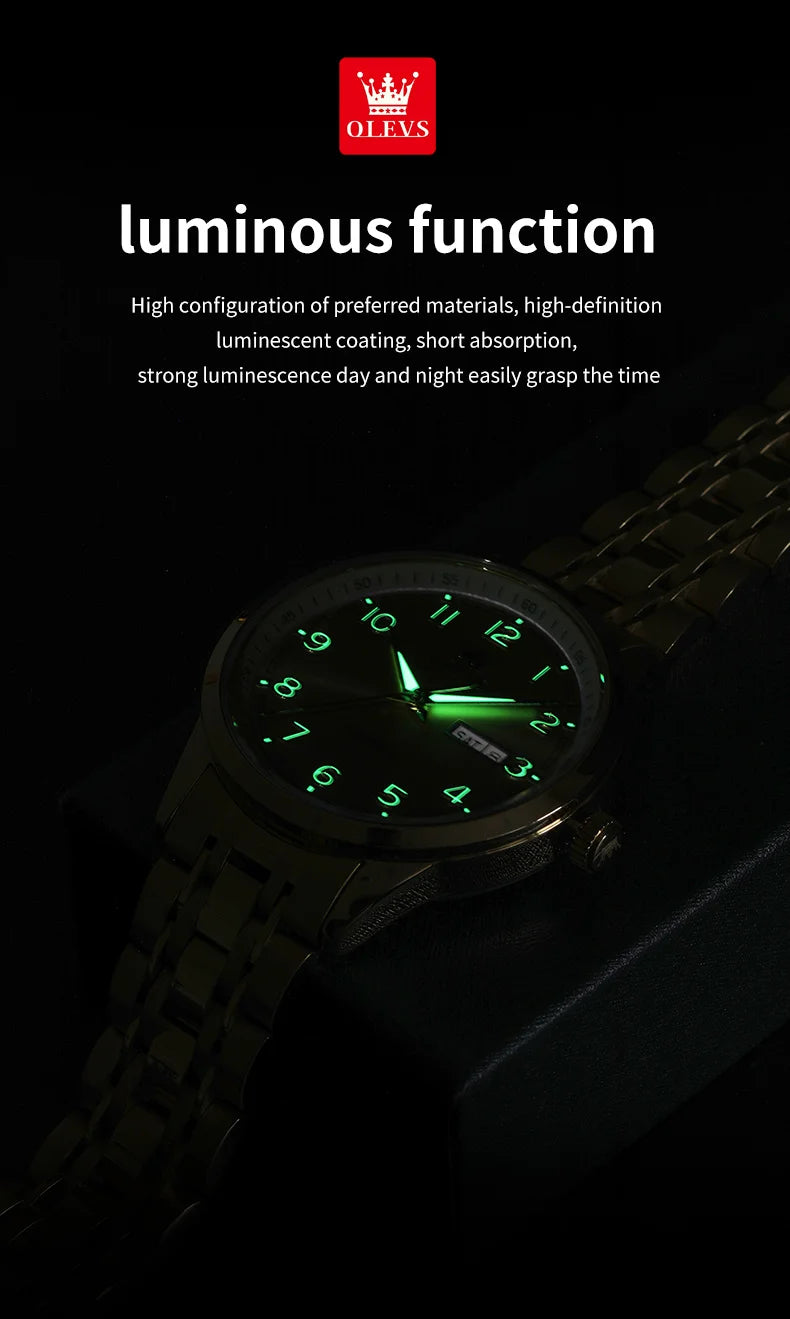 OLEVS Luxury Watch For Men automatic mechanical Wristwatches Classic Men Watch Waterproof Gray Dial Luxury Brand Date Week 7077