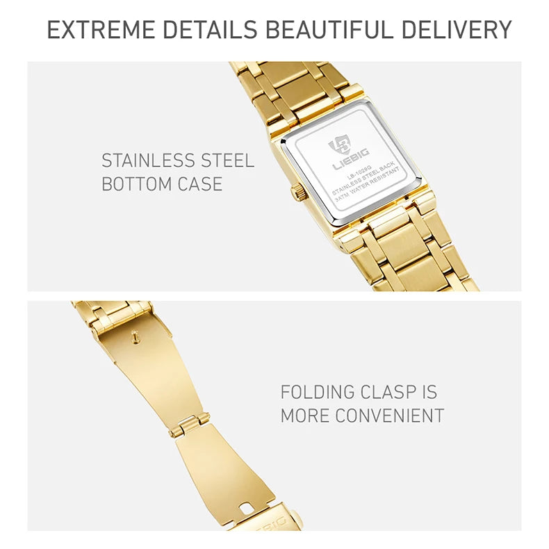New Mens Watch Luxury Steel Bracelet Gold Quartz movement Waterproof Golden Wristwatches For Woman Watch relogio masculino Clock