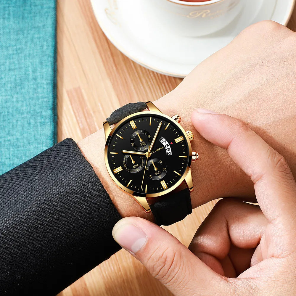 2023 Fashion Men's Watch Brand Luxury Male Quartz Watches Minimalist Casual Leather Strap Digital Calendar Wristwatch Men Clock