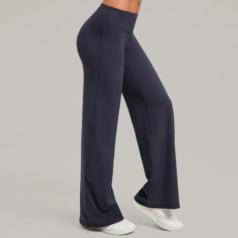 Women's New Pilates Straight Leg Yoga Pants Hip Lifting Tight Fitting Wide Leg Pants Outdoor Sports Running Casual Fitness Pants
