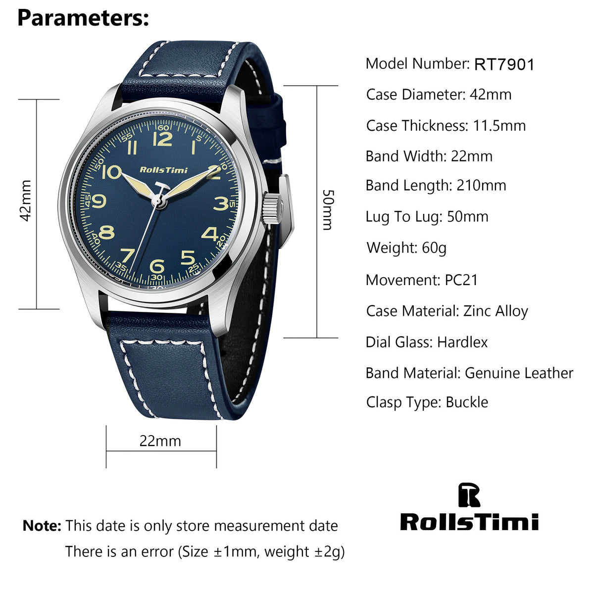 2025 New Rollstimi Men's Brand Watches Quartz Sapphire Mirror Men Simple Luminous Waterproof Wristwatch Business Leather Clock