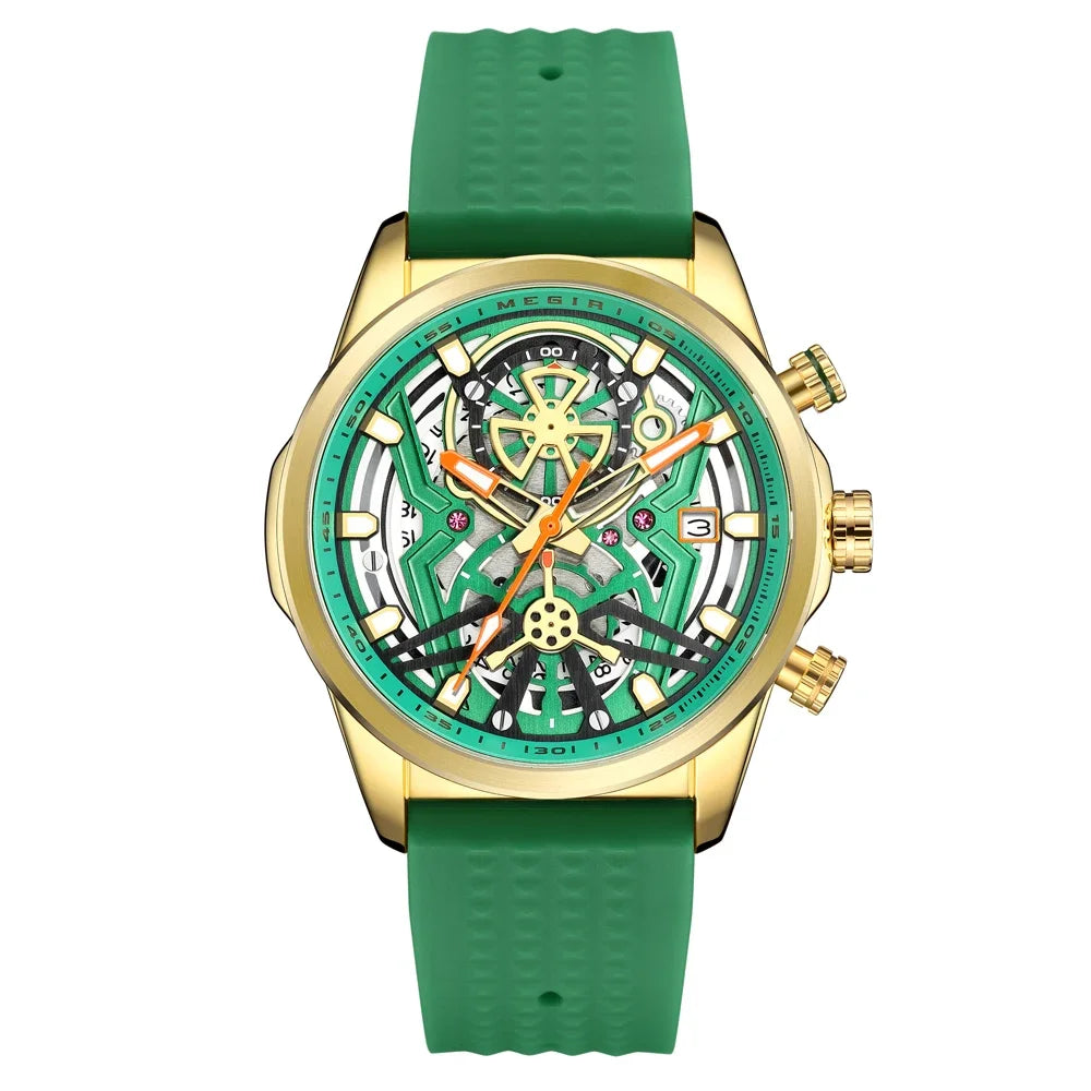 Sport Chronograph Watches for Men Top Luxury Brand MEGIR Quartz Waterproof Fashion Man WristWatch with Auto Date Luminous Hands