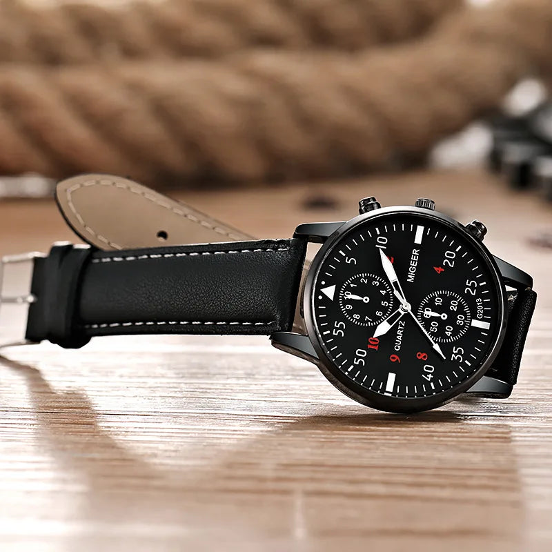 New Mens Watches Luxury Male Clock Fashion Sport Quartz Wristwatch for Man Casual Leather Belt Male Clock Relogio Masculino