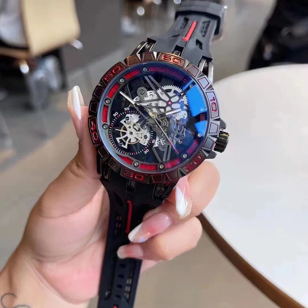 Luxury 3D Creative 2025 Quartz Watches Men AAA Cool 49mm Big Dial Rubber Strap Waterproof Original Wristwatch Relogio Masculino