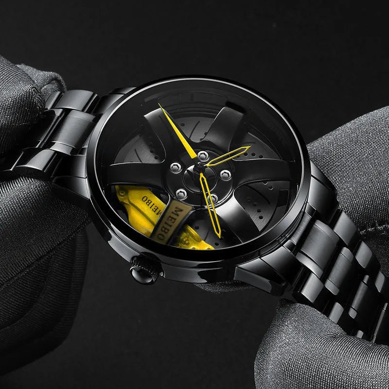 2025 Top Men Leather Watches Men Car Wheel Hub Stainless Steel Quartz Watch For Mens Military Sports Watch Relogio Masculino