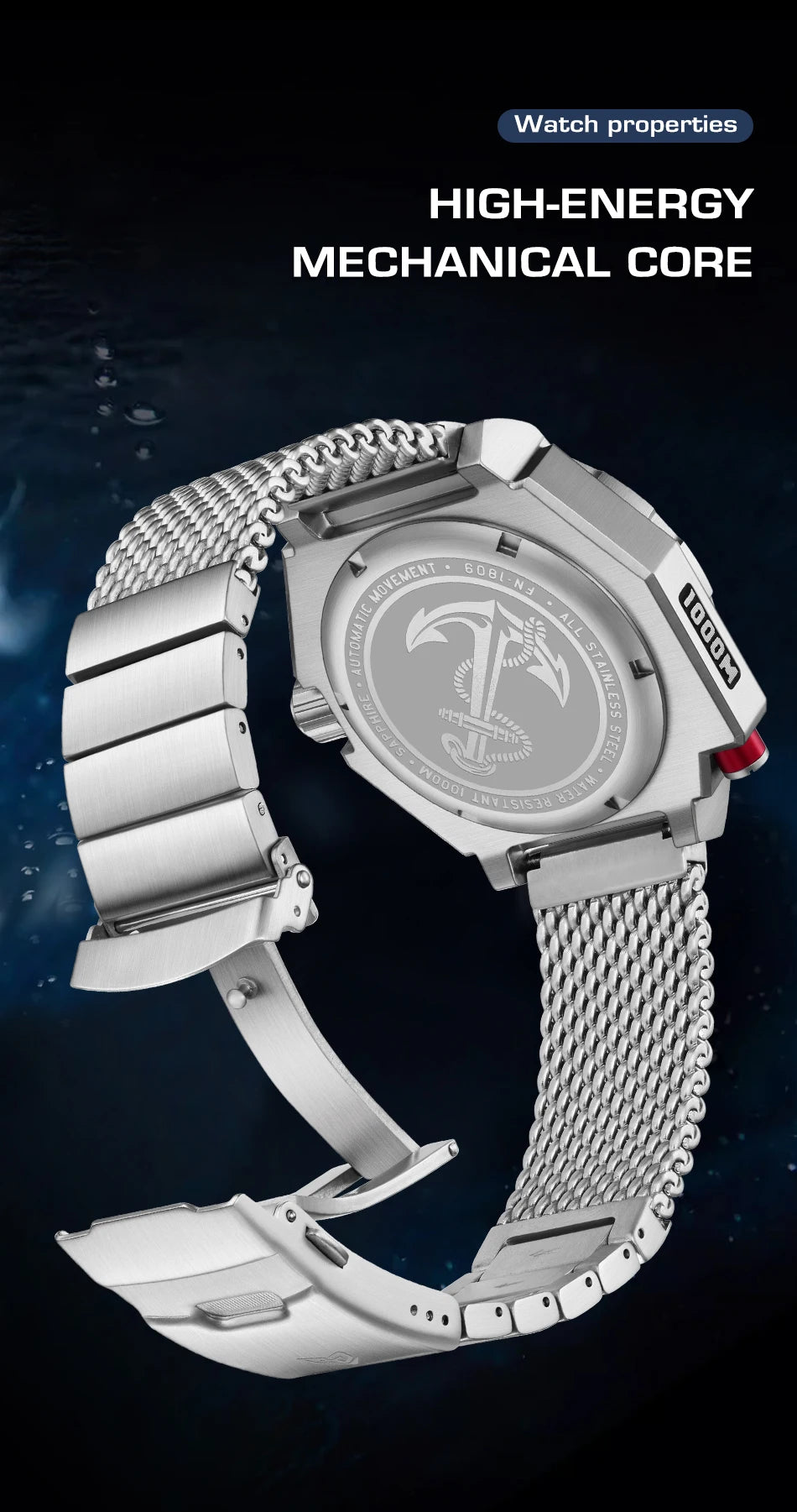 LIGE Top brand luxury watches mens automatic mechanical watch luminous large dial 1000M Gift waterproof relogios masculino+BOX