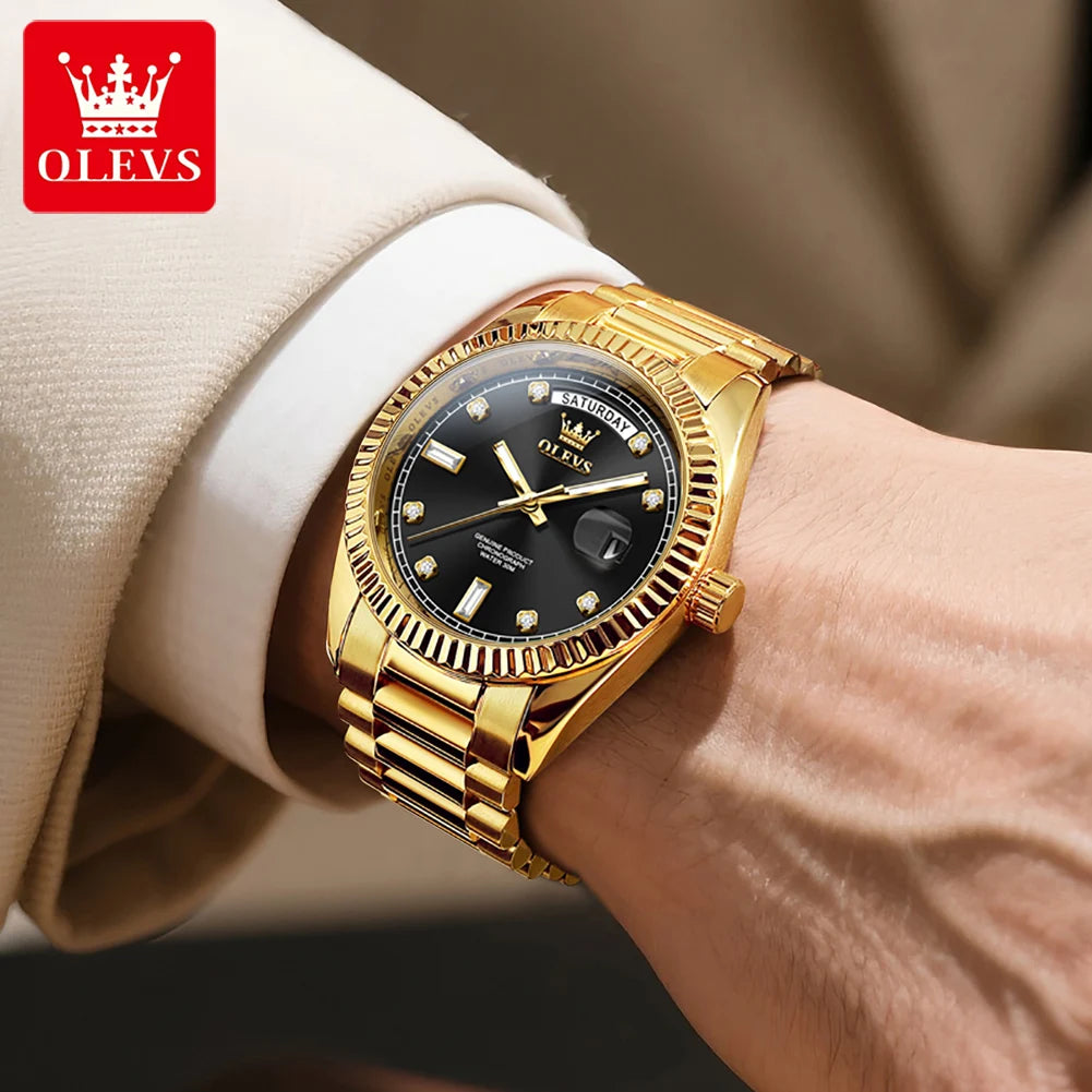 OLEVS Fashion Luxury Men's Automatic Mechanical Watches Waterproof Gold Date Business Luminous Watch for Man Brand Wristwatch
