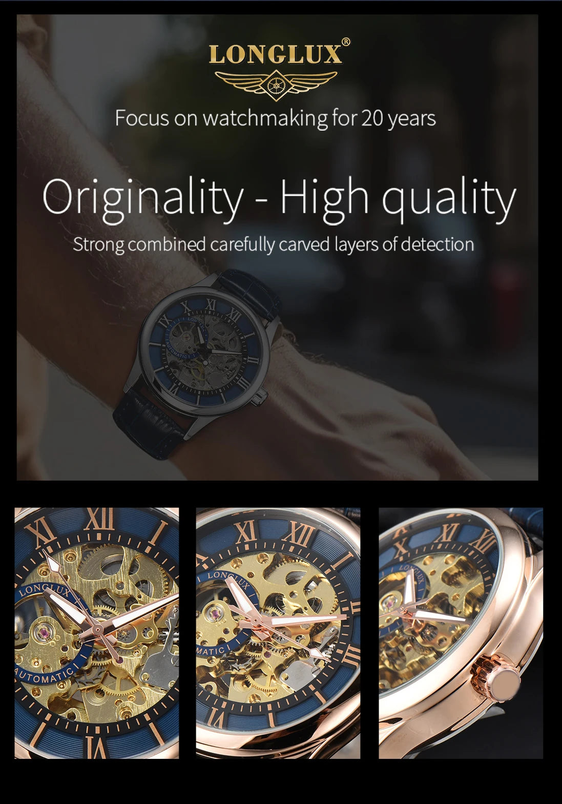 Men automatic watch luxury rome mechanical watches waterproof skeleton noctilucent leather mens watch choice of gift giving