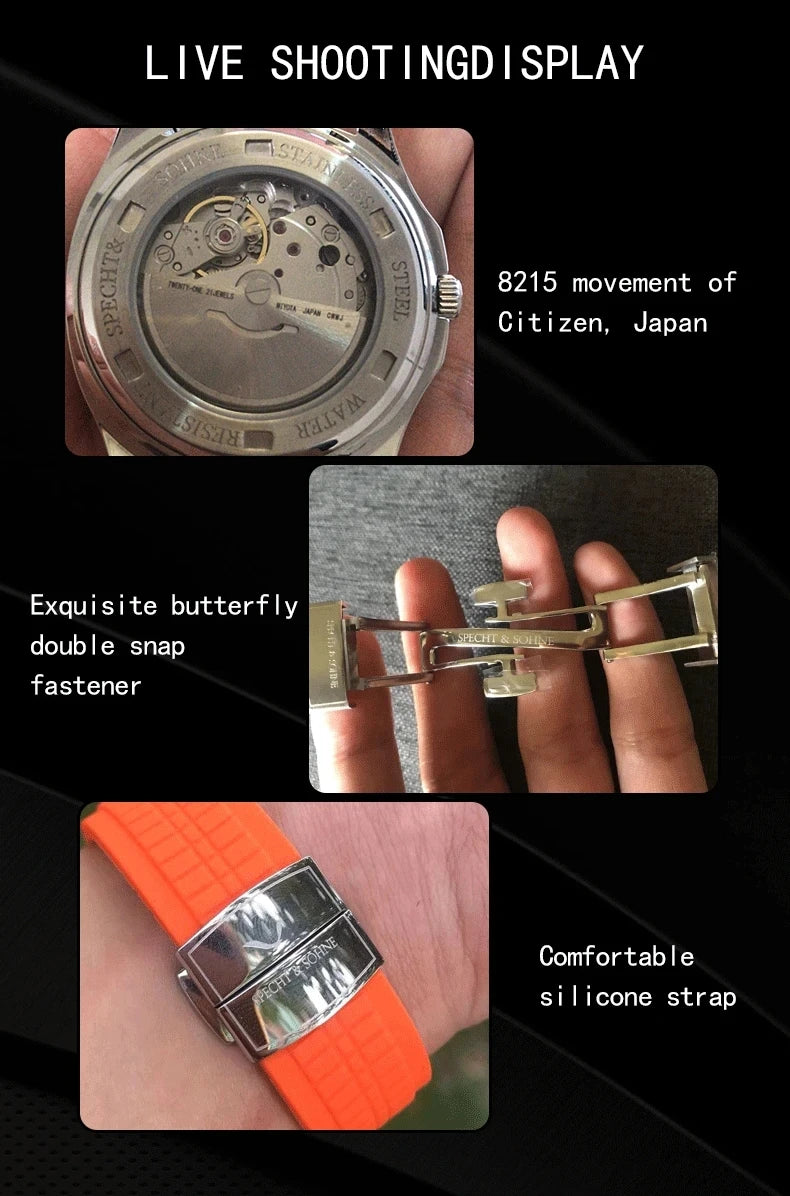 2025 New Arrival Mens Watches Top Brand Luxury Automatic Mechanical Watches Rubber Strap Stainless Steel Watch Relogio Masculino