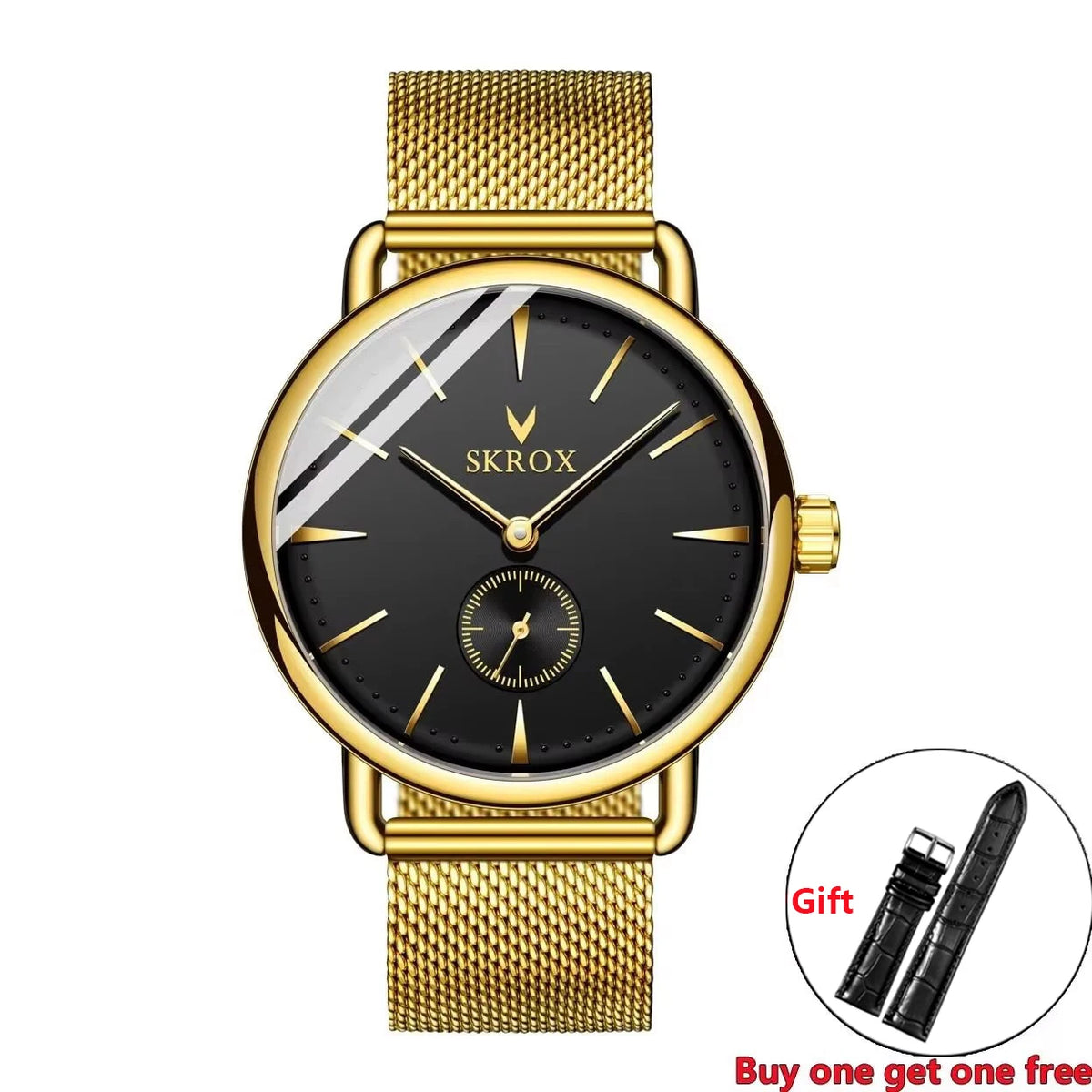 Luxury Brands SKROX Ultra-Thin Mechanical Men's Watch High-End Elegant Design with Mesh Strap Manual Movement Wind-Up Clockwork