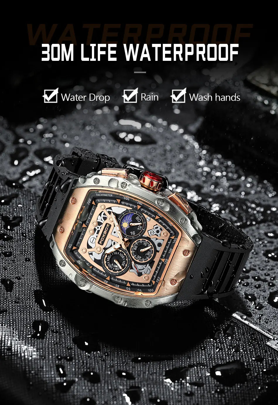 Relogio Masculino LIGE Men Watch Foxbox Brand Luxury Waterproof Quartz Wristwatch For Men Date Sport Silicone Clock Male Watches
