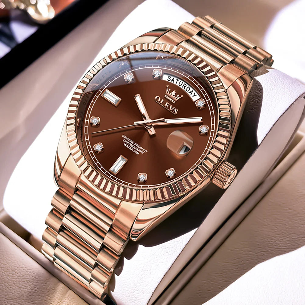 OLEVS Fashion Luxury Men's Automatic Mechanical Watches Waterproof Gold Date Business Luminous Watch for Man Brand Wristwatch