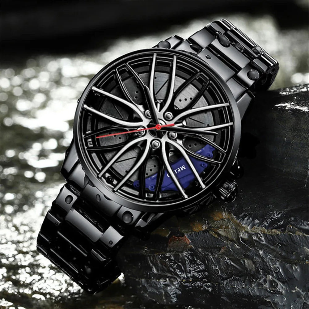 2025 Top Men Leather Watches Men Car Wheel Hub Stainless Steel Quartz Watch For Mens Military Sports Watch Relogio Masculino