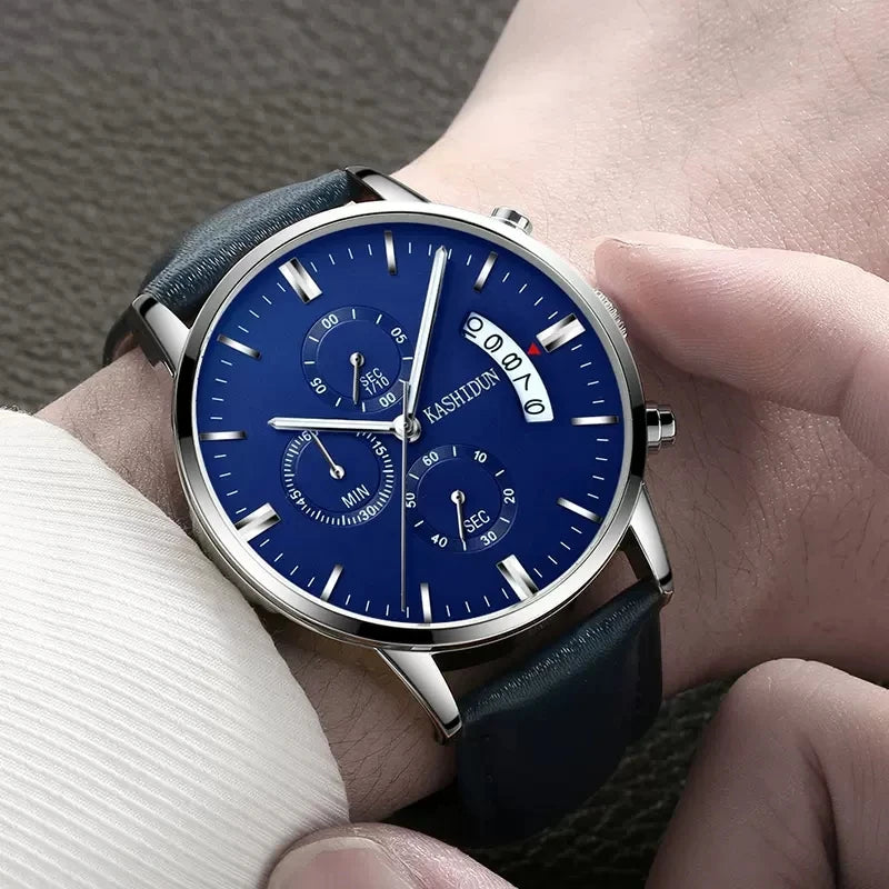 2023 Fashion Men's Watch Brand Luxury Male Quartz Watches Minimalist Casual Leather Strap Digital Calendar Wristwatch Men Clock