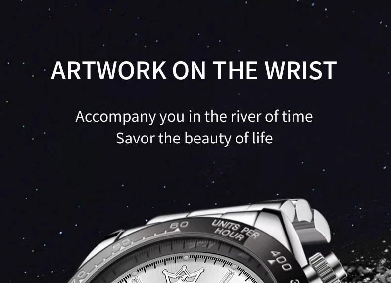 New Luxury Men's Watch – Automatic Mechanical Triple Sub-Dial Six-Hand Water-Resistant Luminous Stainless Steel Wristwatc