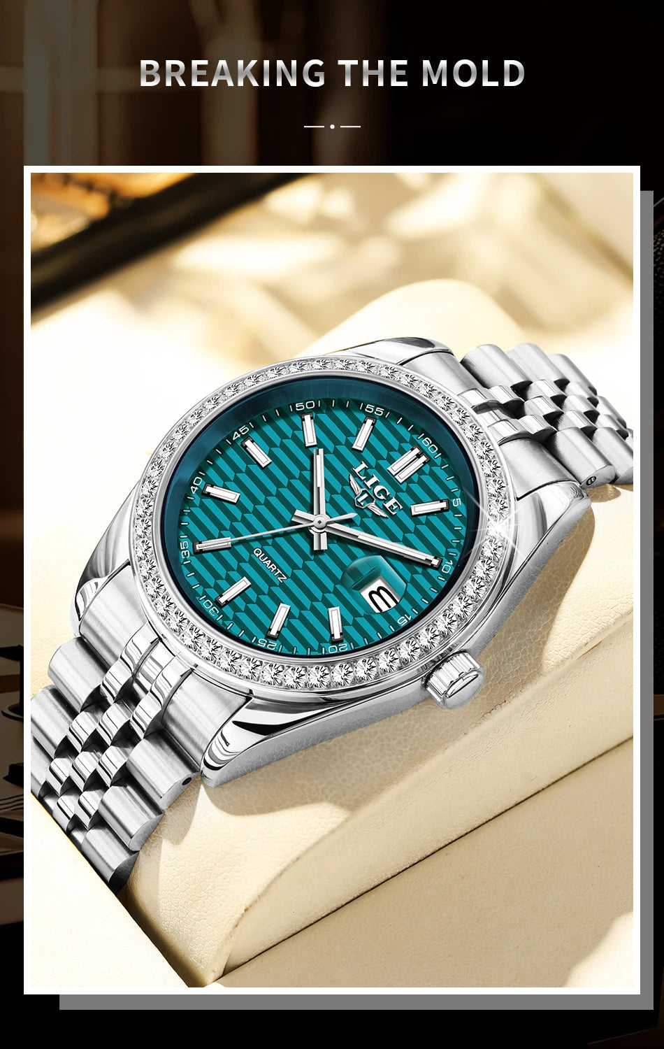 LIGE NEW Men's watches Luxury Fashion Quartz clock Stainless Steel Waterproof Luminous watches for men relogios masculino+BOX