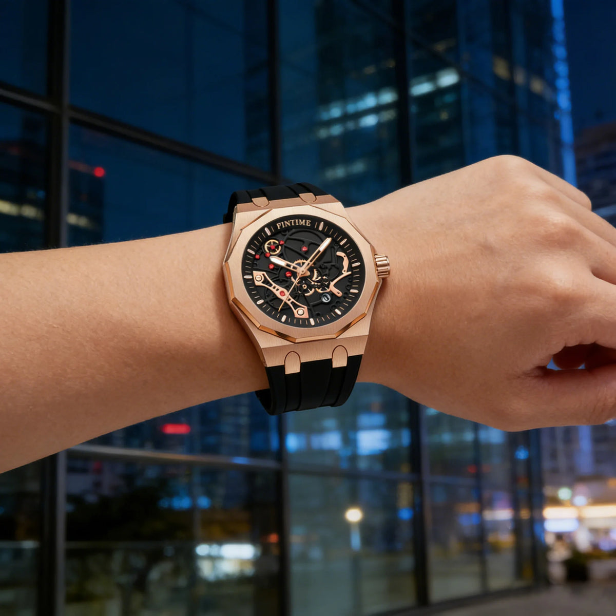 Premium Luxury Sports Watch for Men Water Resistant Automatic Mechanical Stone Style Timepiece Men's Wristwatch Retro Watch