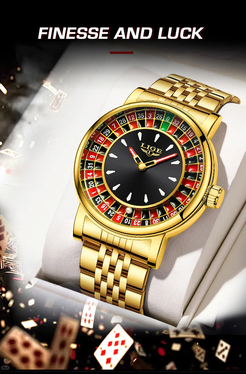 LIGE Unique Creative Men's Watches Fashion Casual Stainless Steel Rotating Dial Roulette Waterproof Classic Quartz Man Watch New