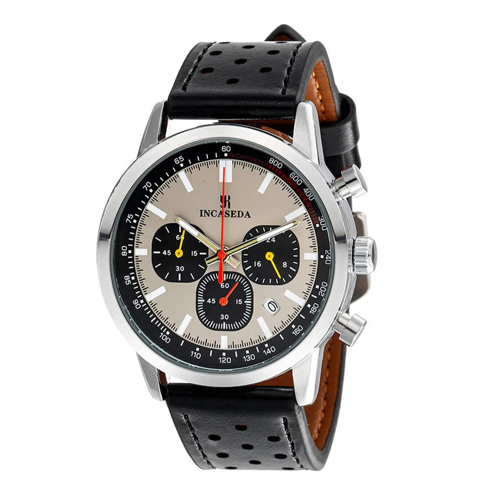 Hot Sale Couple Watch Luminous Chronograph Quartz Leather Multifunctional Sports with Qualification