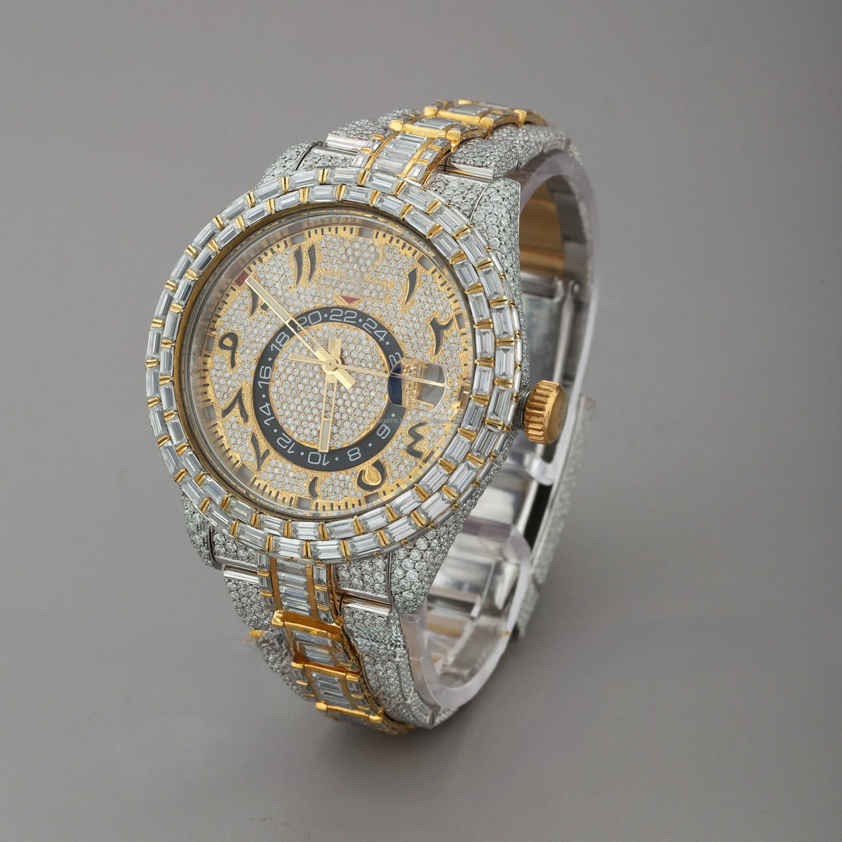 For Certified New Luxury Diamond VVS Moissanite Hip Hop Quartz Stainless Steel 5mm Case Thickness Gold Watch for Men