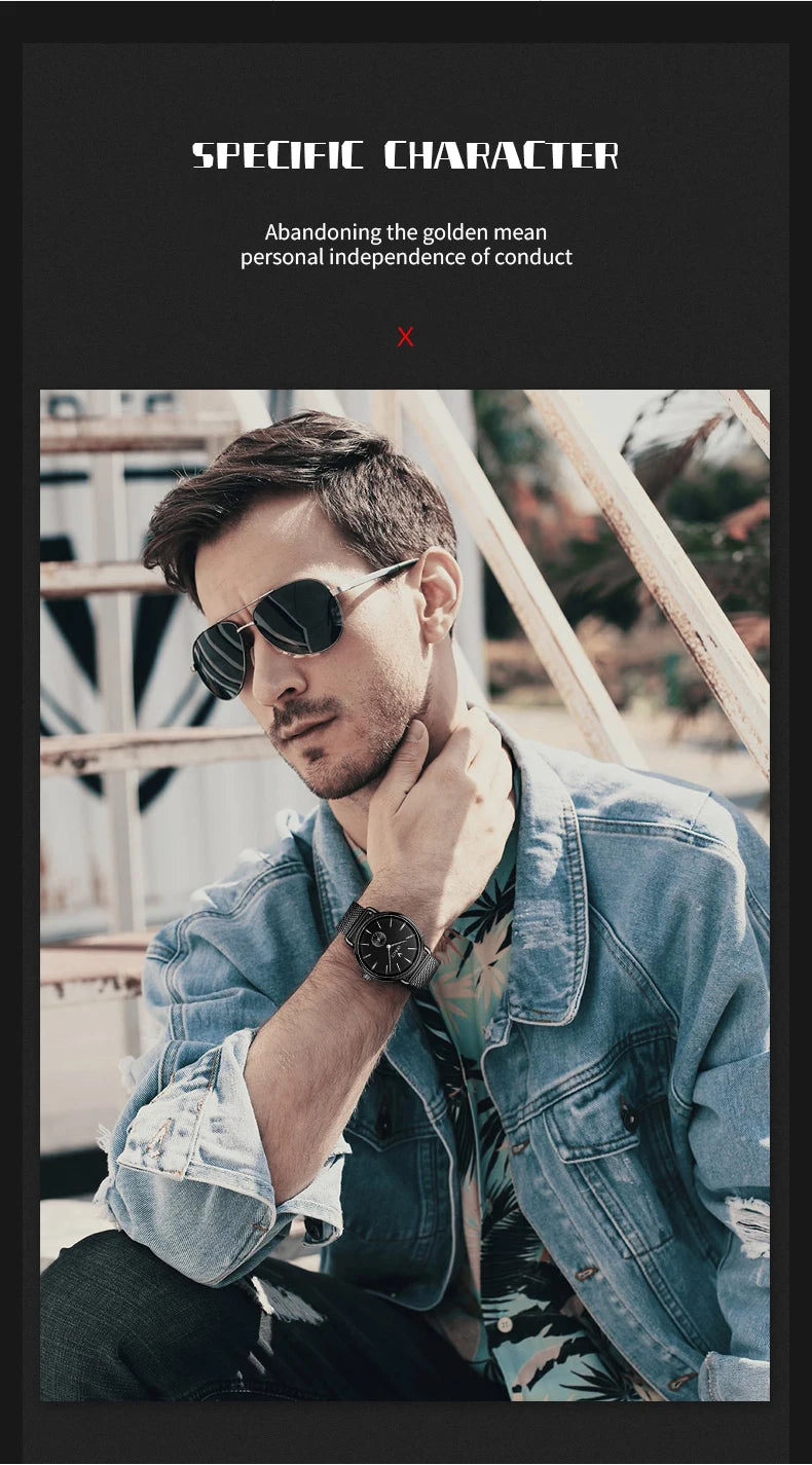 Luxury Brands SKROX Ultra-Thin Mechanical Men's Watch High-End Elegant Design with Mesh Strap Manual Movement Wind-Up Clockwork