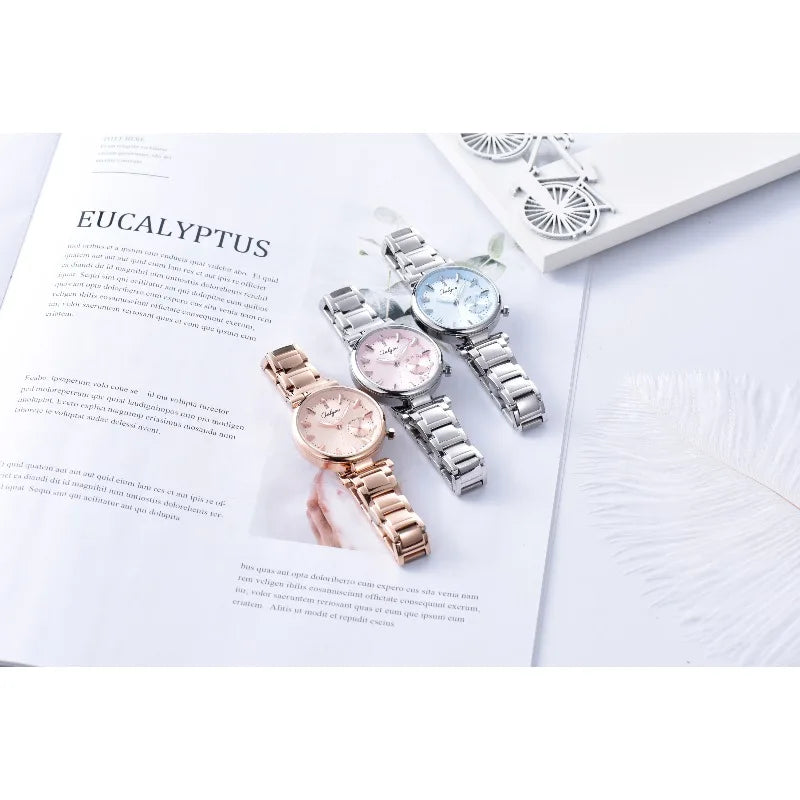 ONLYOU Luxury Women's Watch with Calendar and Analog Quartz Design, Stylish and Simple Stainless Steel Strap, Watch Box Included