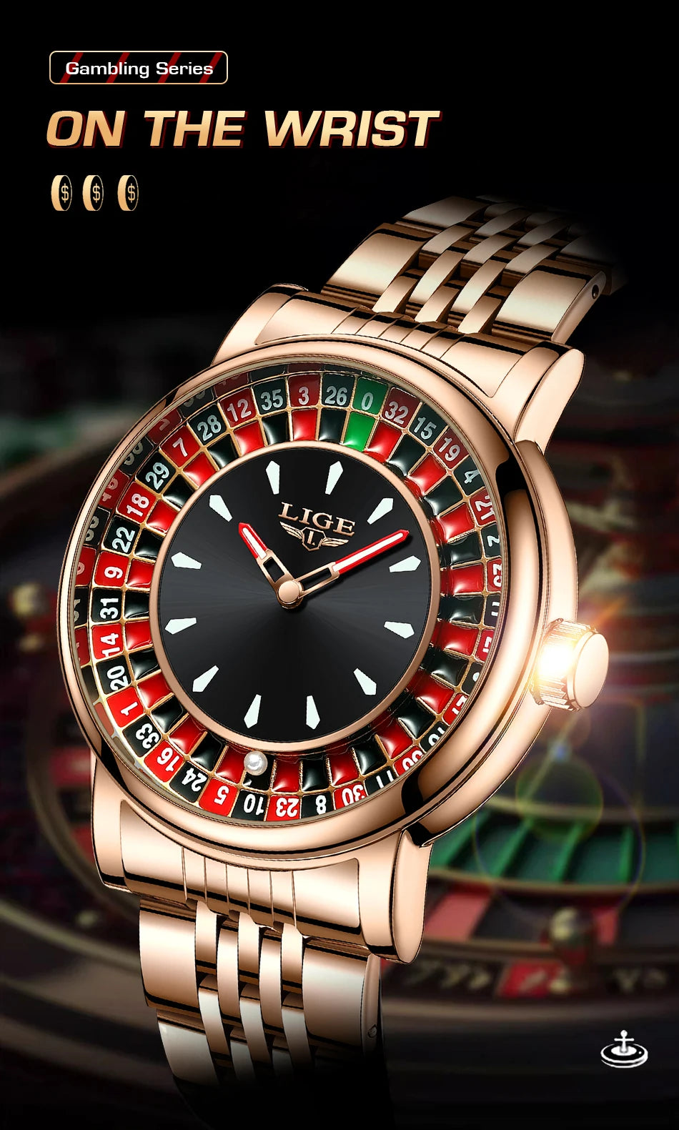LIGE Men Watch Top Brand Luxury Arabic Numerals Rotating Dial Roulette Quartz Watches For Men Waterproof Luminous Man Wristwatch