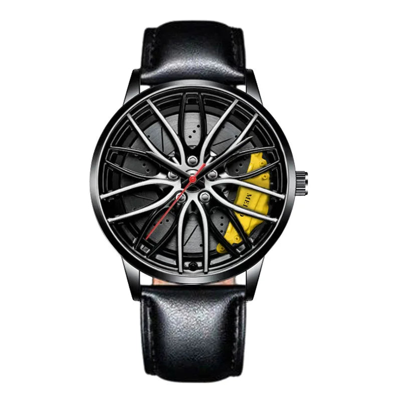 2025 Top Men Leather Watches Men Car Wheel Hub Stainless Steel Quartz Watch For Mens Military Sports Watch Relogio Masculino