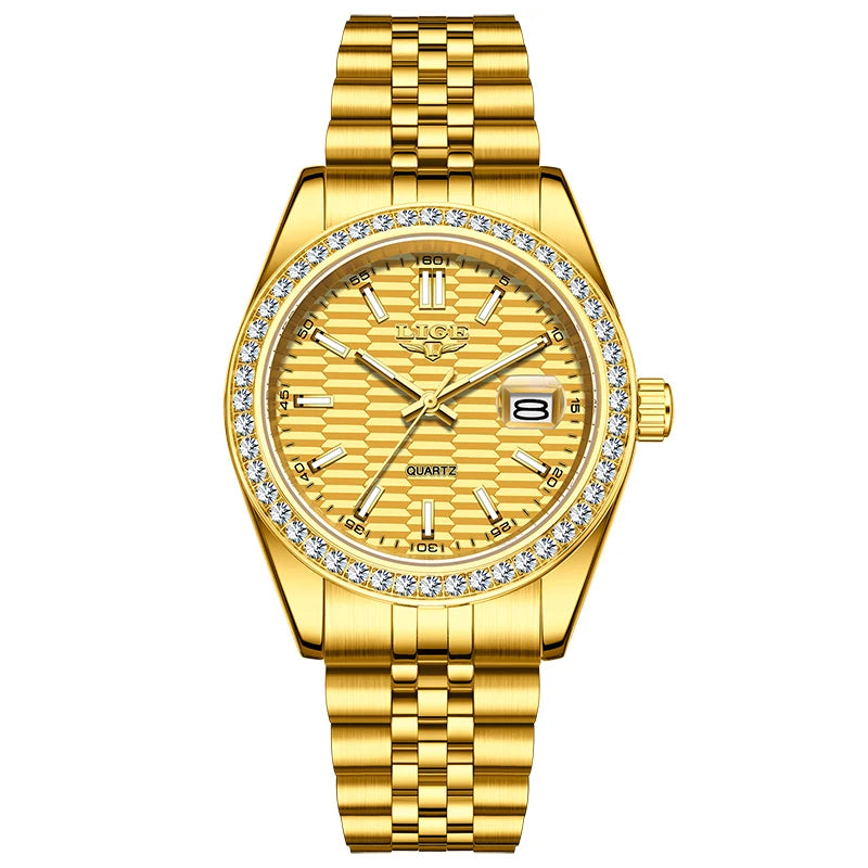 LIGE NEW Men's watches Luxury Fashion Quartz clock Stainless Steel Waterproof Luminous watches for men relogios masculino+BOX