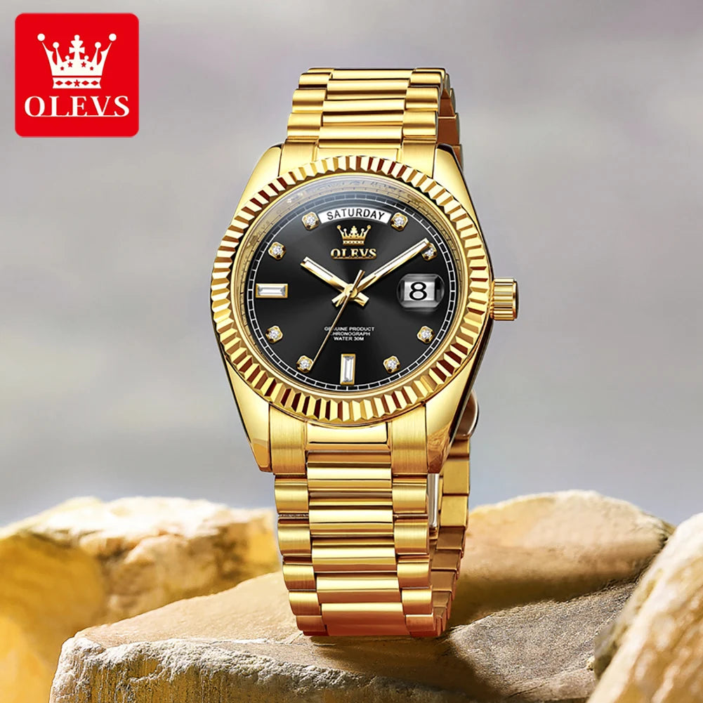OLEVS Fashion Luxury Men's Automatic Mechanical Watches Waterproof Gold Date Business Luminous Watch for Man Brand Wristwatch