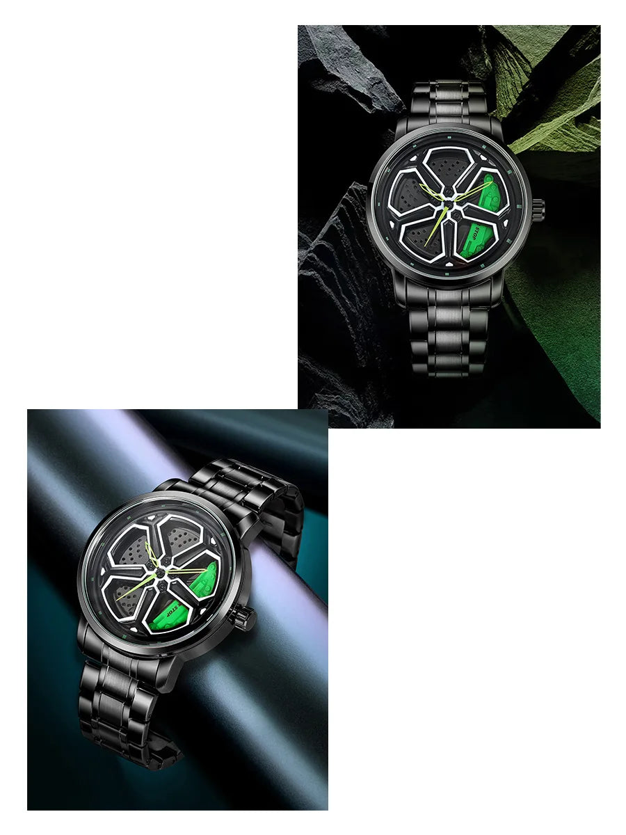 Luxury Sport Car Wheel Watch for Men Top Brand Car Wheel Rim Dial 3D Fashion Men's Watch Waterproof Men Watch Relogio Masculino