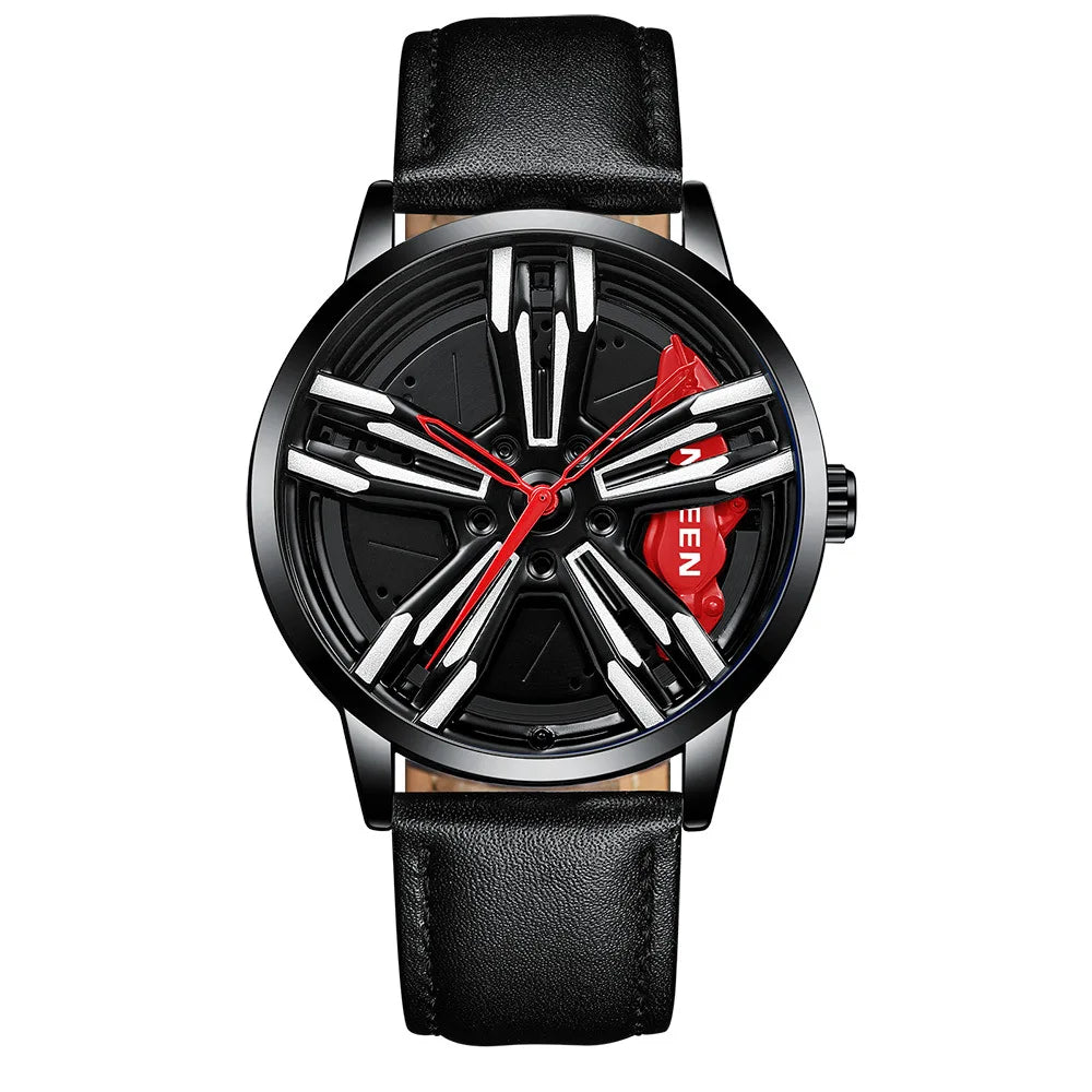 2025 New Racing Watches Men Custom Design Super Car Rim Watch Stainless Steel Black Retro Waterproof Watch Relogio Masculino