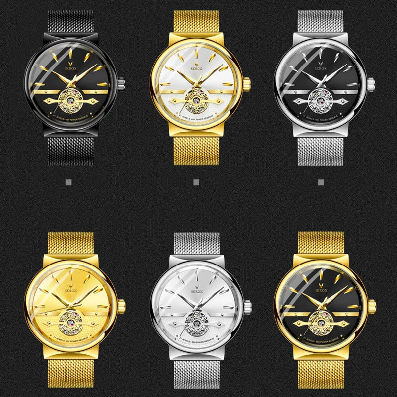 2025 SKROX Original High-End Luxury Elegant Automatic Movement Clockwork Thin Man Watch Mechanical Waterproof Male Wrist Watches
