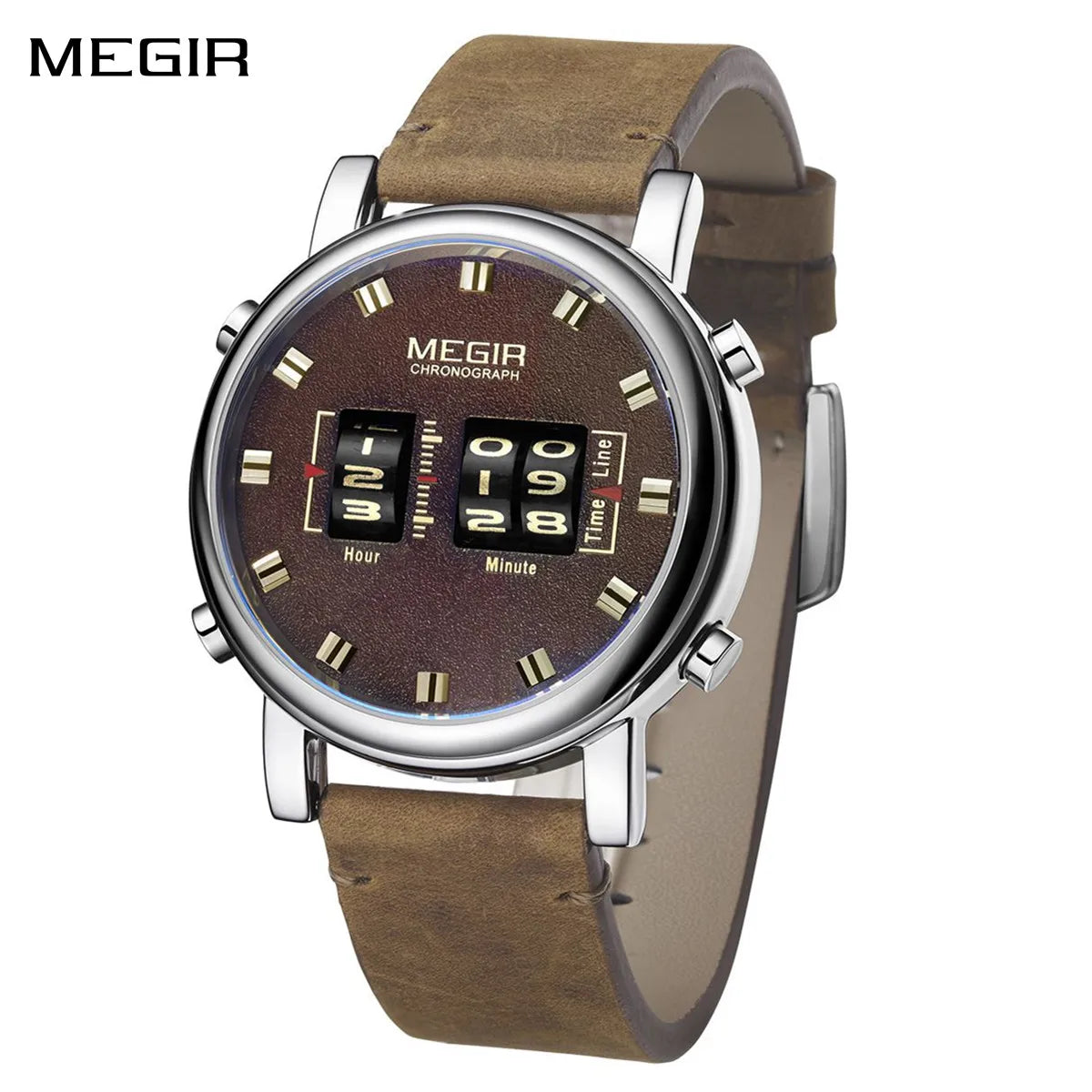 MEGIR Roller Digital Dial Watches for Men Multi-functional Roller Rotation Quartz Clock Waterproof Man Sport Wirstwatch Reloj