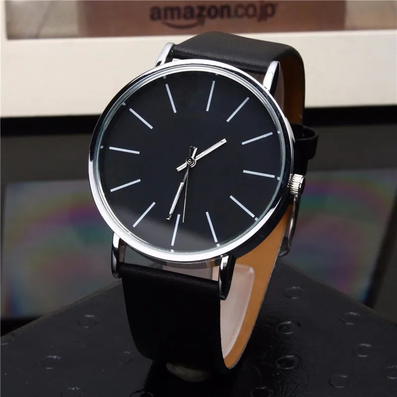 Luxury Brand Men's Watches Fashion Metal Round Dial Analog Quartz Wristwatch for Men Women Leather Band Casual Simple Male Clock