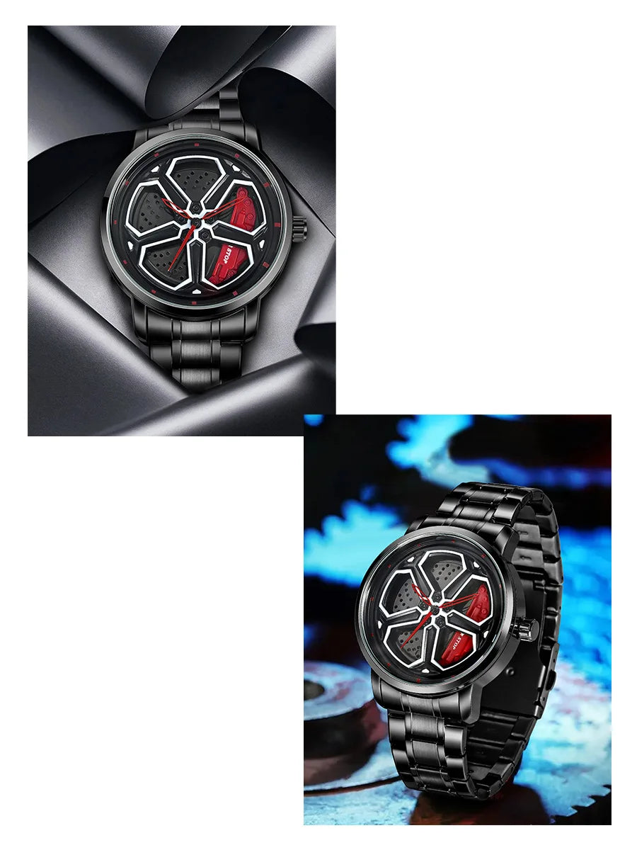 Luxury Sport Car Wheel Watch for Men Top Brand Car Wheel Rim Dial 3D Fashion Men's Watch Waterproof Men Watch Relogio Masculino