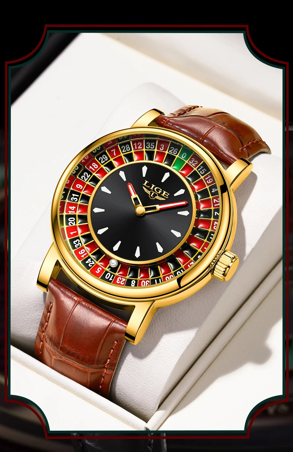 LIGE 2025 Creative Luxury Watches men Roulette Game Dial Fashion Mens Watch Waterproof Luminous Quartz Wristwatches Reloj Hombre