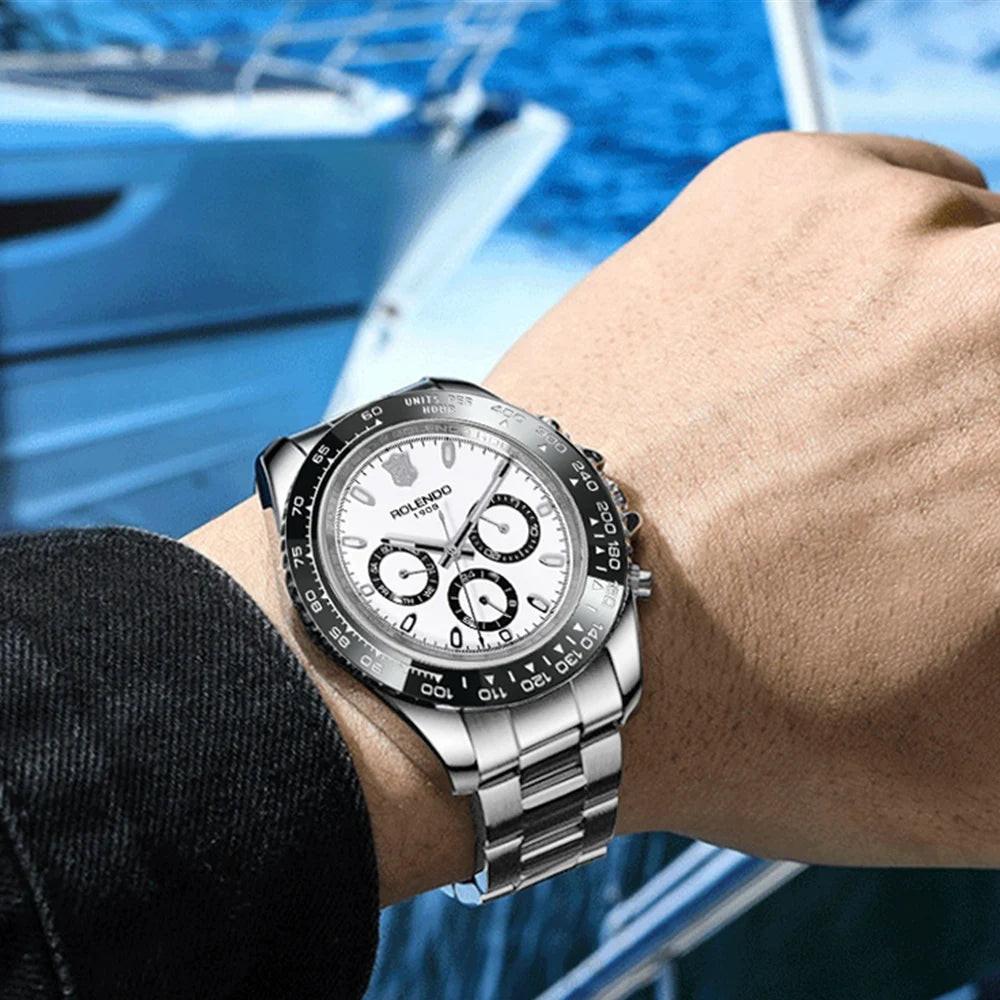 ROLENDO Luxury Men Automatic Diver Watch 40.5mm Mineral Crystal Luminous Date 300M Waterproof High-end Men's Wristwatch Gift