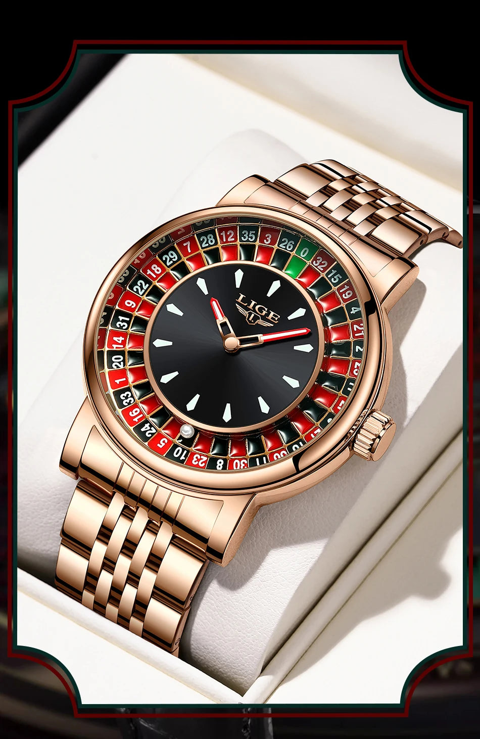LIGE Men Watch Top Brand Luxury Arabic Numerals Rotating Dial Roulette Quartz Watches For Men Waterproof Luminous Man Wristwatch