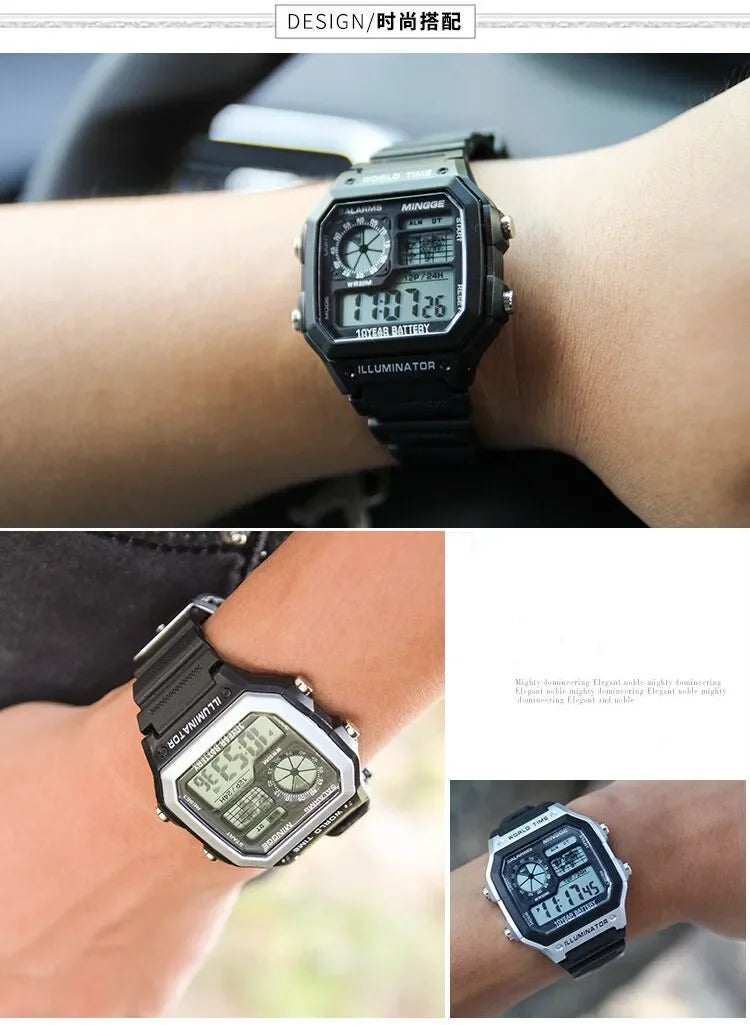 Digital Watches Men Sports Luminous Chronograph Waterproof Ultra-thin Electronic Wrist Watches Relogio Masculino Reloj Hombre