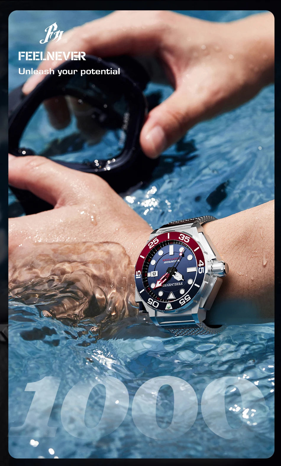 LIGE Top brand luxury watches mens automatic mechanical watch luminous large dial 1000M Gift waterproof relogios masculino+BOX