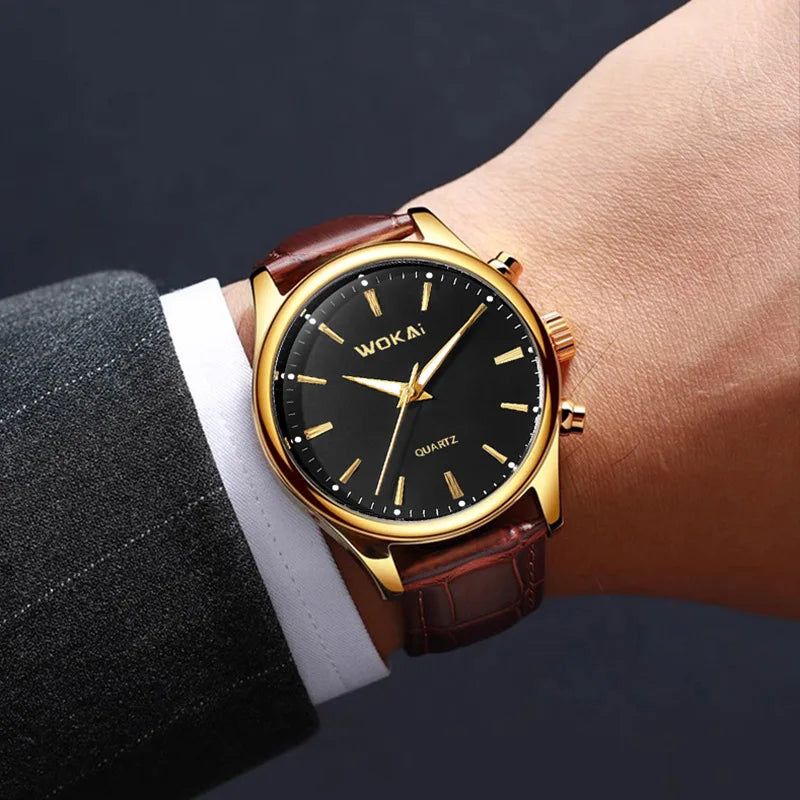 Mens Watches Top Brand Luxury Quartz Watch for Men Fashion Leather Men Wristwatches Clock Sports Chronograph Montre Homme